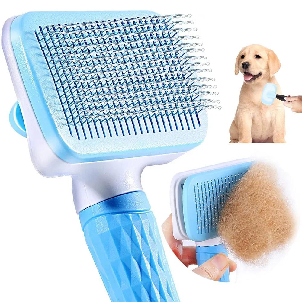 Cepillo removedor de pelo para perros y gatos, peine de aseo y cuidado para pelo largo, elimina pelos, cepillo de baño, suministros para perros