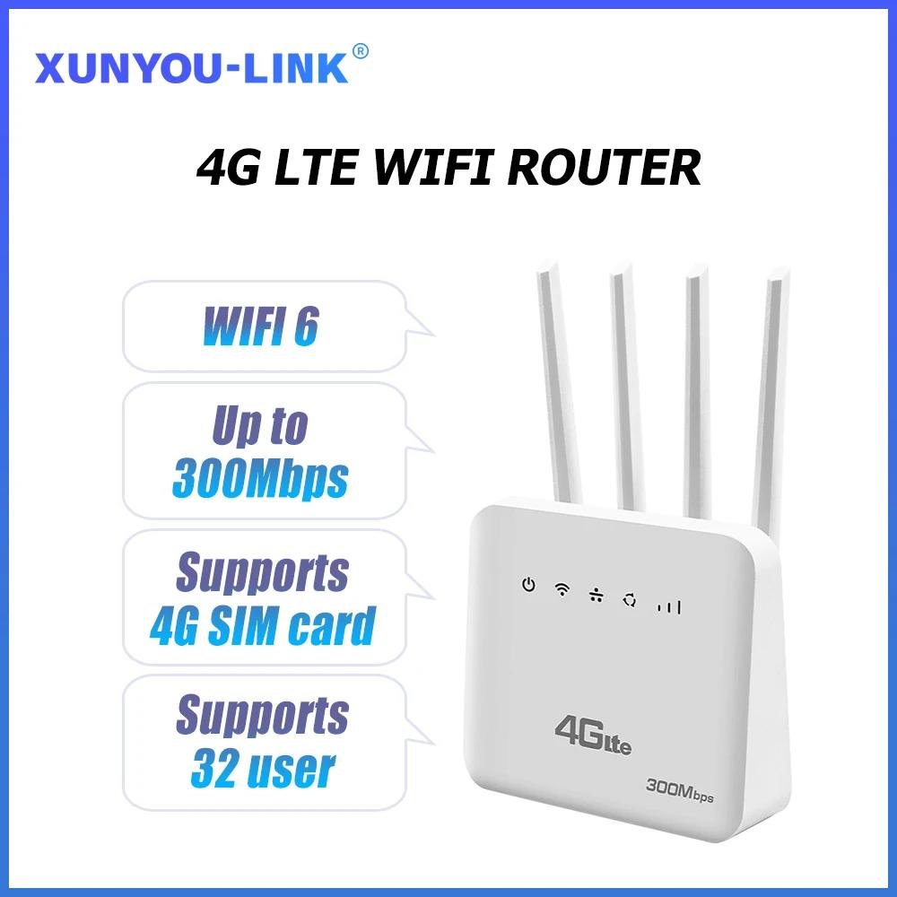 Enrutador WiFi LTE, módem WiFi con ranura para tarjeta SIM 4G, 300Mbps, 4 antenas externas, amplificador de señal de potencia, enrutador WiFi móvil para Europa