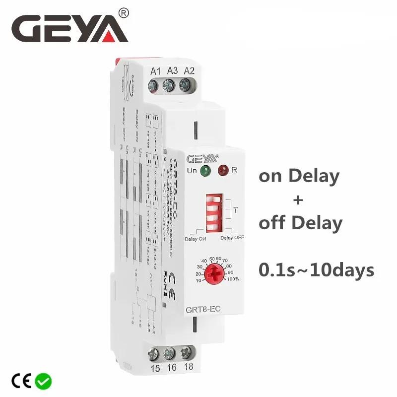 GEYA GRT8-EC 10A relé temporizador de doble función encendido retardo o apagado relé de retardo AC220V/DC24V AC380V ACDC24V-240V relé de tiempo CE CB ROHS