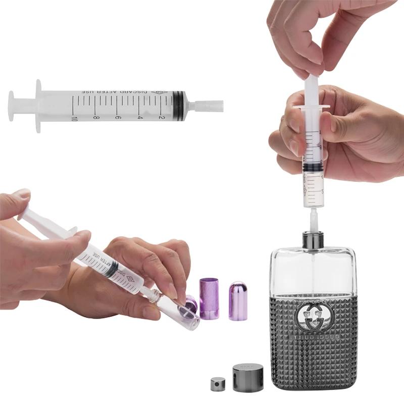 Dispensador de Perfume de plástico con jeringa, herramientas de recarga de cosméticos, botella rellenable, dispensador cuantitativo, 5ml, 10ml, 20ml