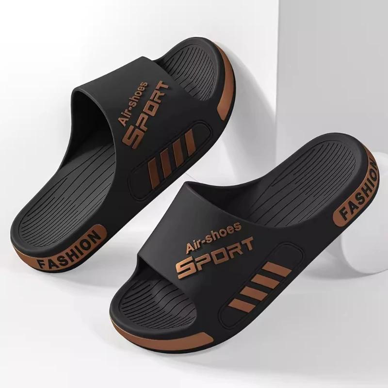 Zapatillas de moda para hombre, chanclas antideslizantes de suela blanda para hombre, cómodas sandalias de playa para exteriores de gran tamaño, zapatillas de baño para el hogar para hombre