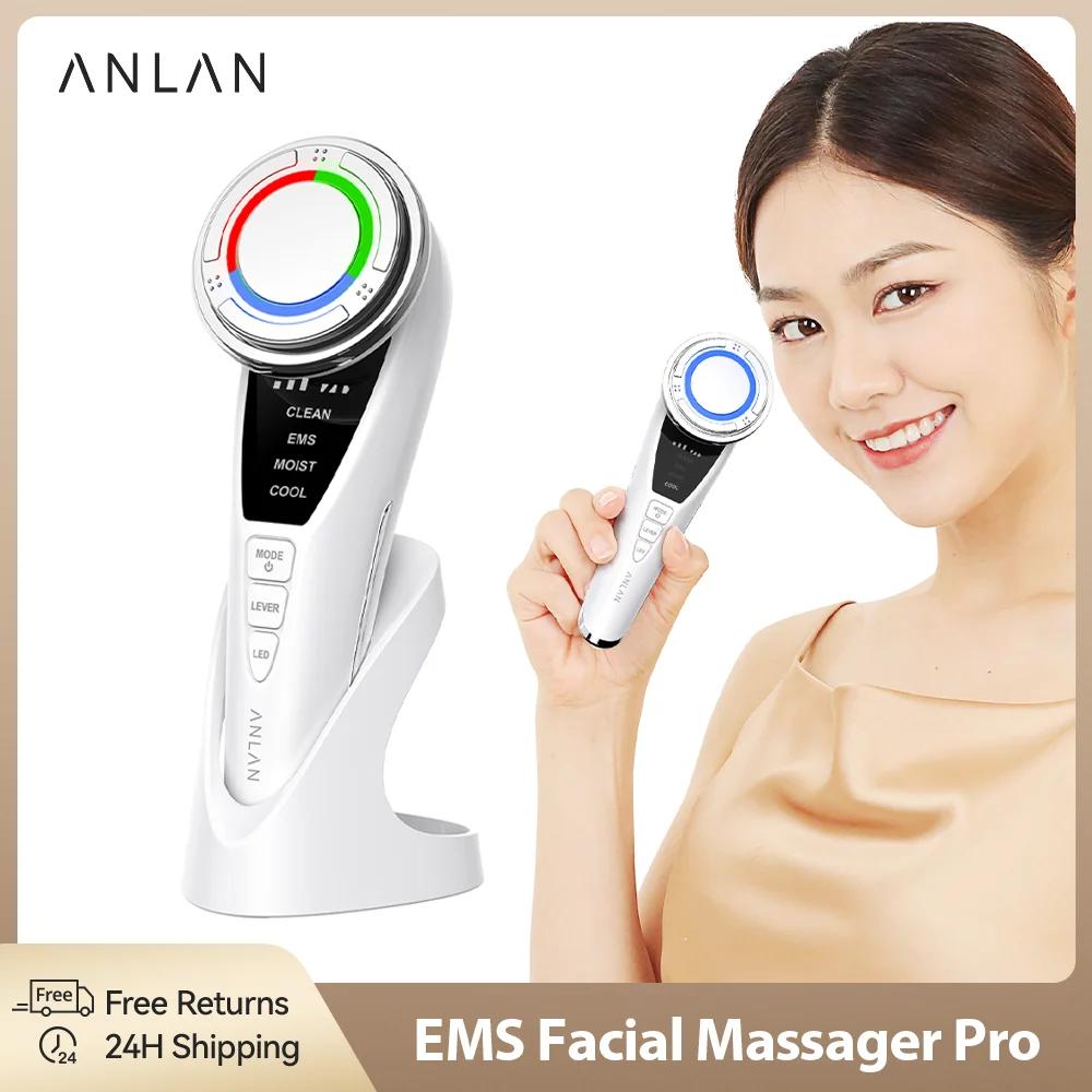 ANLAN Masajeador facial EMS Pro Masaje Lifting Facial Rejuvenecimiento de piel Compresa fría y caliente Limpieza facial profunda Dispositivo de belleza para el cuidado de la piel