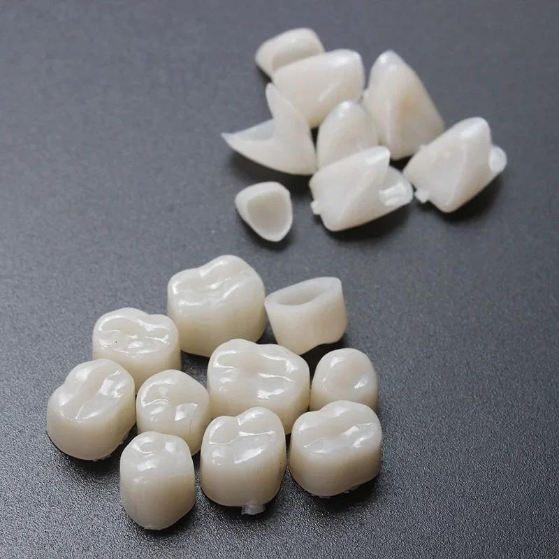 Dientes de resina para odontología, Material de corona temporal Dental para dientes delanteros y molares, protección para el cuidado bucal, blanqueamiento estable, 60 piezas