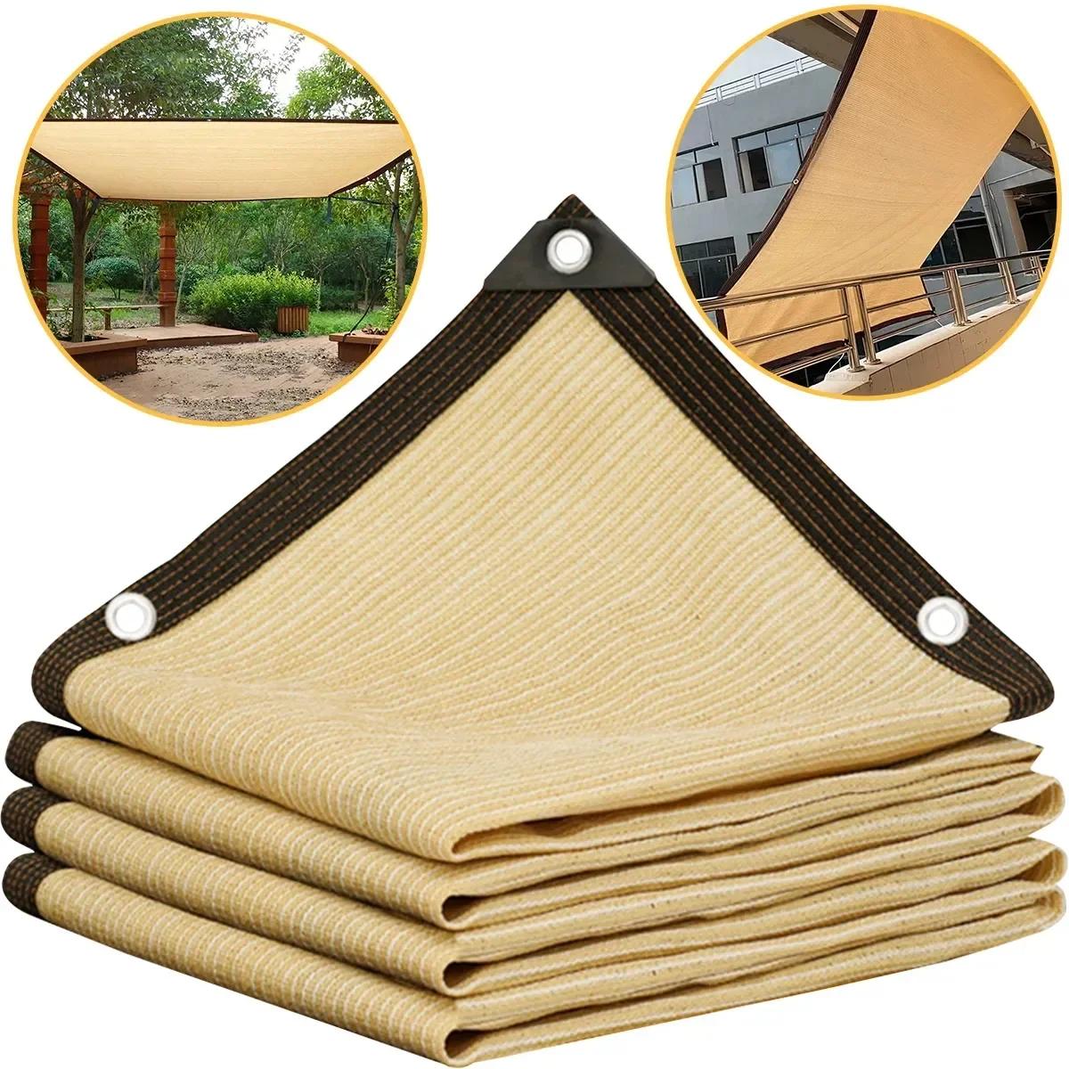 Red de sombreado Beige, protección UV, cobertizo de plantas, sombrilla para exteriores, malla, protector solar de tela HDPE