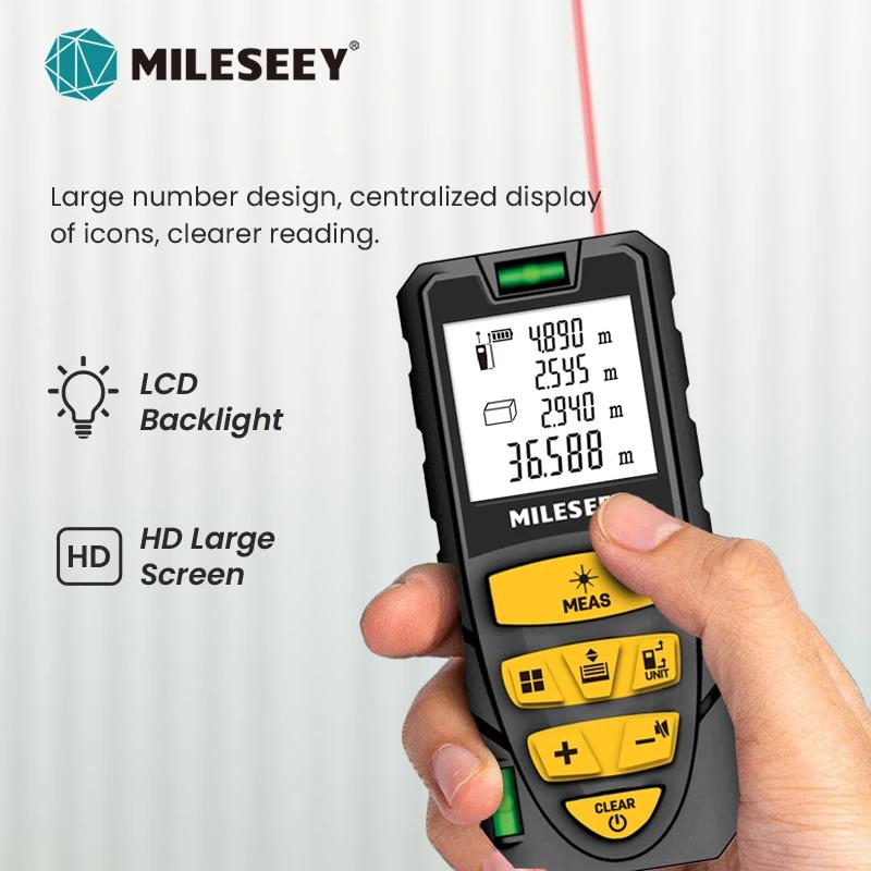 MILESEEY-trenas a laser,Medidor de distancia láser S2, cinta métrica con función de medición múltiple, 40M, 60M, 80M, 100M, 120M medidor laser distancia