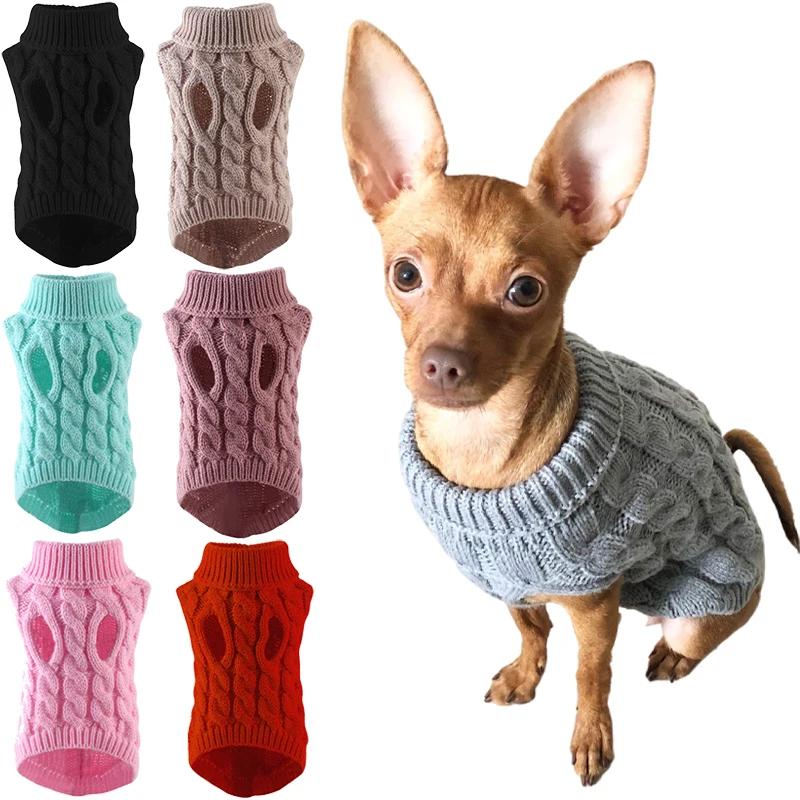 Suéteres para perros pequeños y medianos, ropa para gatos, chaleco cálido de invierno con cuello alto para mascotas, chaleco para Chihuahua, abrigo suave Yorkie, chaqueta de peluche