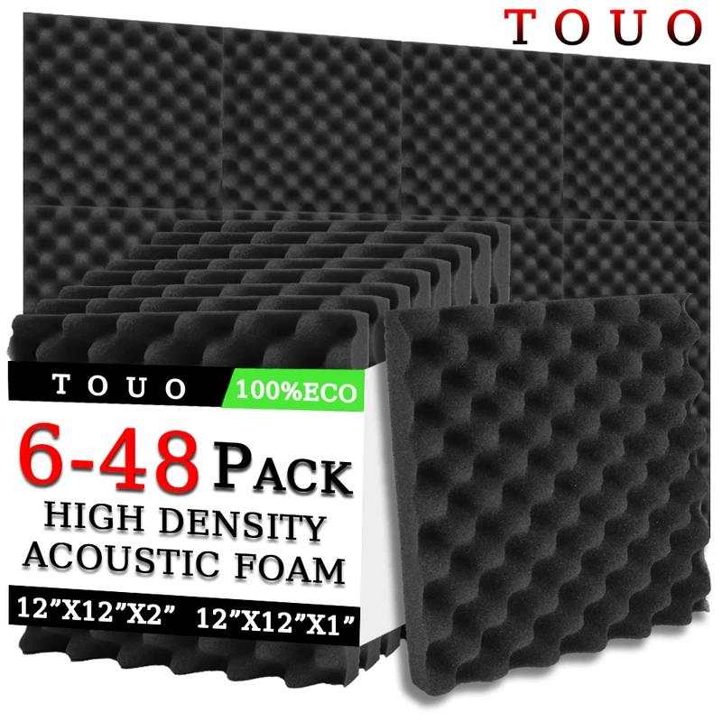 TOUO-espuma insonorizada para pared, Material absorbente de sonido de alta densidad, aislamiento acústico para techo, 6, 12, 24, 48 piezas