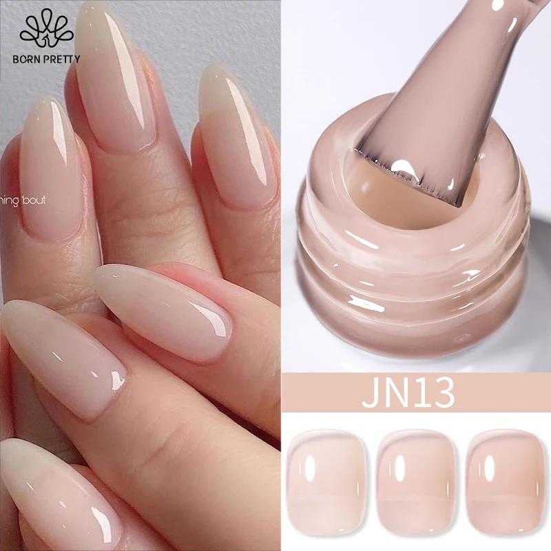 BORN PRETTY Jelly Nude Gel Nail Polish 10ml Light Pink Peach Translucent Color UV Light Cure Gel Varnish Nail Art DIY at Home