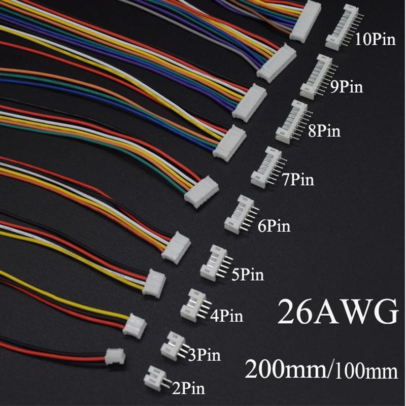 5 Juegos Mini pequeño Micro JST 2,0mm PH2.0 conector macho hembra 2/3/4/5/6/7/8/9/10 pines enchufe con cables terminales toma de Cable 26AWG