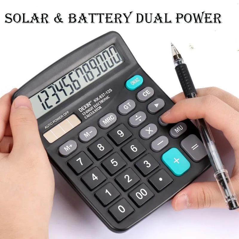 Calculadora con pantalla LCD grande de 12 dígitos, calculadora de función estándar con energía Solar y batería Dual para el hogar, escritorio básico y oficina