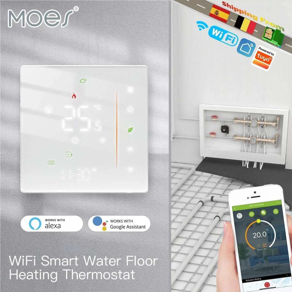 MOES WiFi agua/termostato de calefacción de suelo eléctrico Zigbee agua caldera de Gas Control de temperatura Tuya/aplicación inteligente Alexa Google Voice