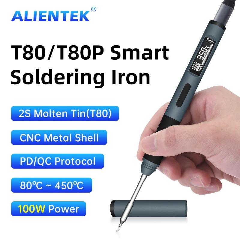 ALIENTEK-soldador T80/T80P, temperatura ajustable, 100W, calor rápido, Kit de estación de soldadura eléctrica inteligente Digital portátil C245