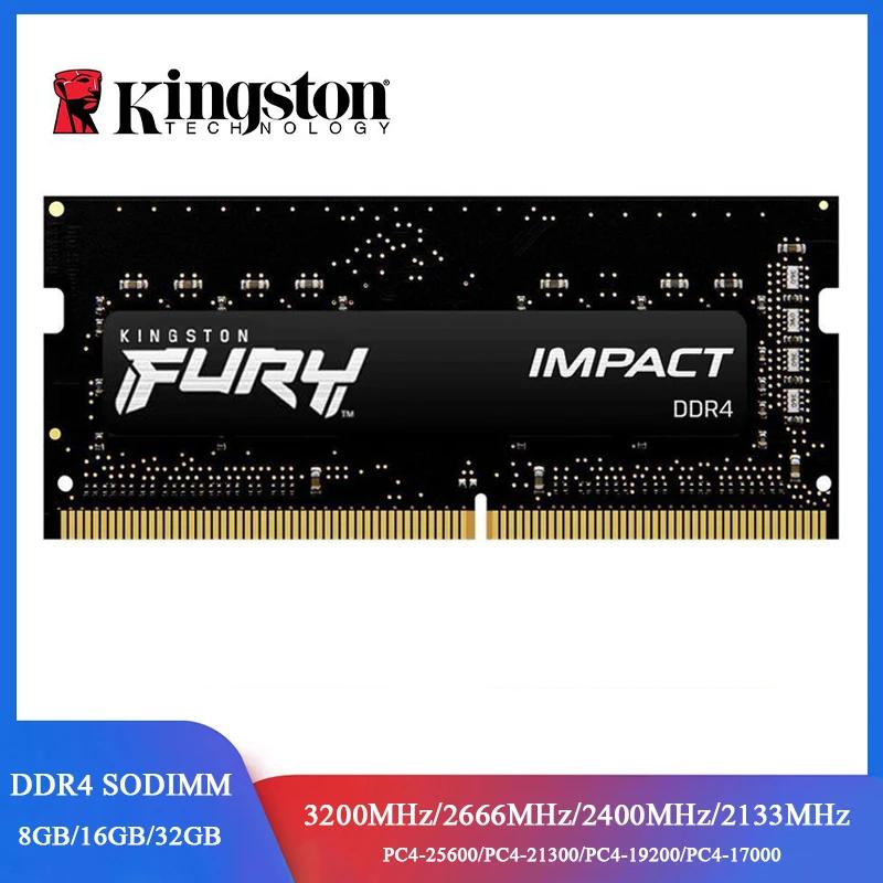 Kingston-memoria RAM FURY Impact DDR4, 32, 16, 8GB, 3200MHz, 2400, 2666MHz, SODIMM, 260Pin, SODIMM, PC4-19200, 21300, 25600, DDR4, Notebook