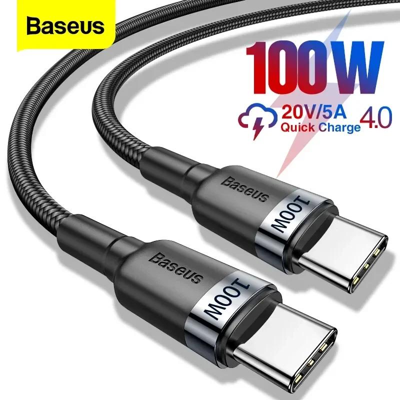 Baseus 100W USB C a USB tipo C Cable USBC PD Cable de carga rápida USB-C Cable tipo C para iPhone 16 15 Pro Max Macbook Samsung POCO