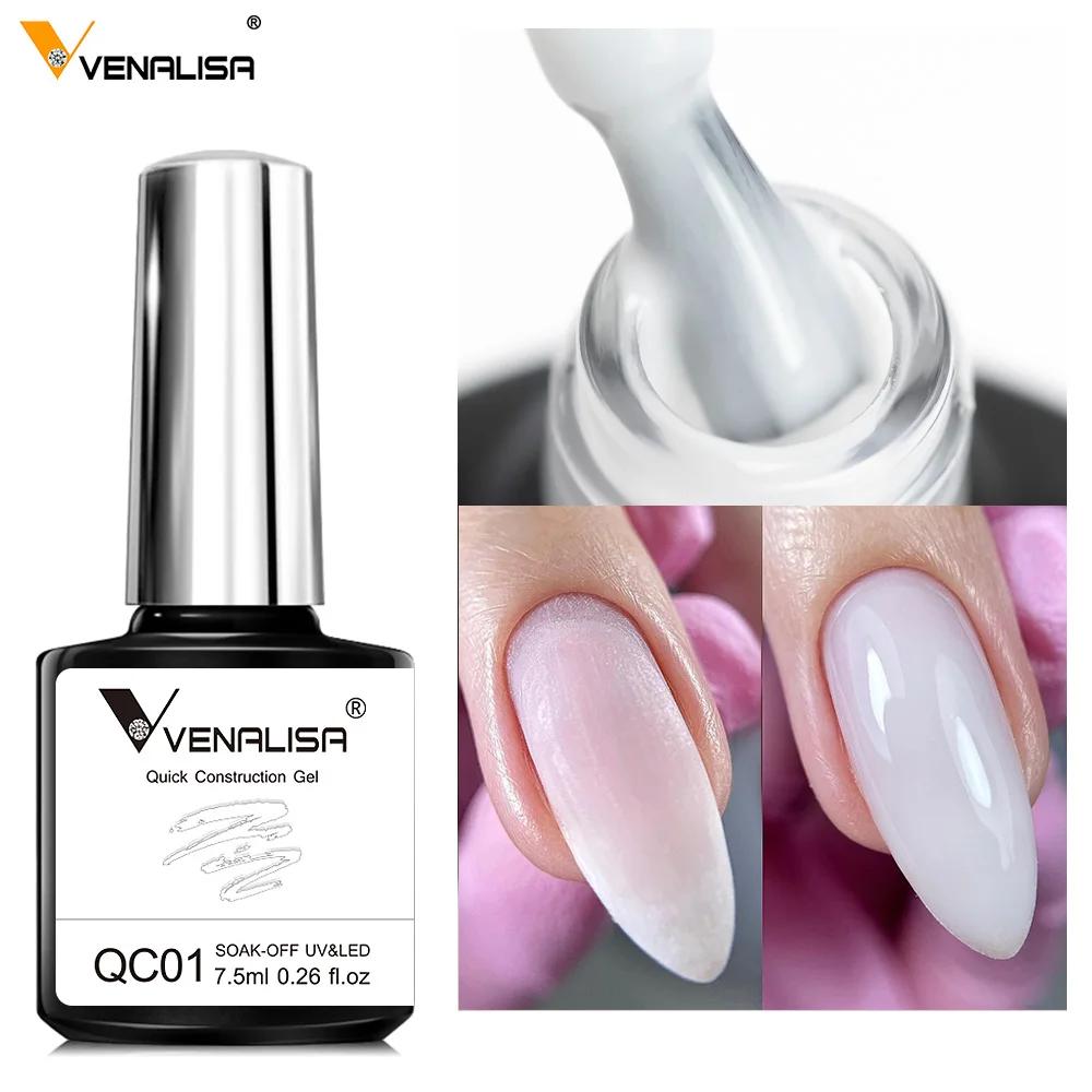 VENALISA-Gel semitransparente para uñas, Gel de construcción rápida de 7,5 ml, Color gelatina, para fortalecer las uñas, UV, LED, Color rosa Nude