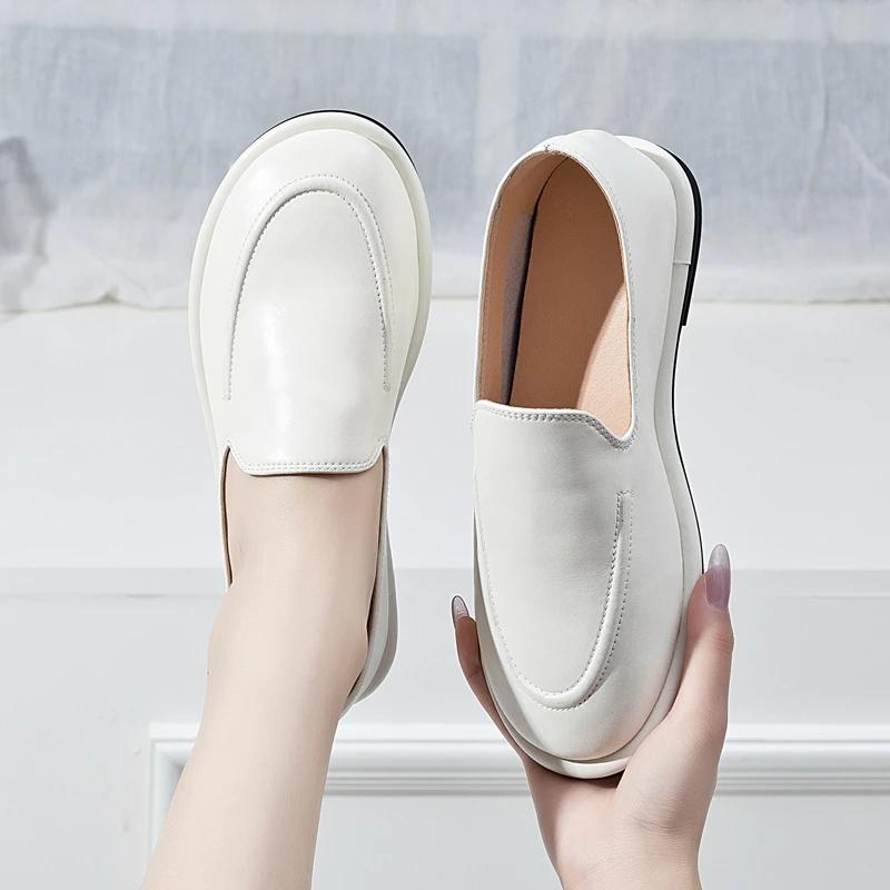 AIYUQI, mocasines para mujer, novedad de primavera 20225, zapatos sin cordones con punta redonda y un pie, zapatos planos suaves de cuero genuino para mujer