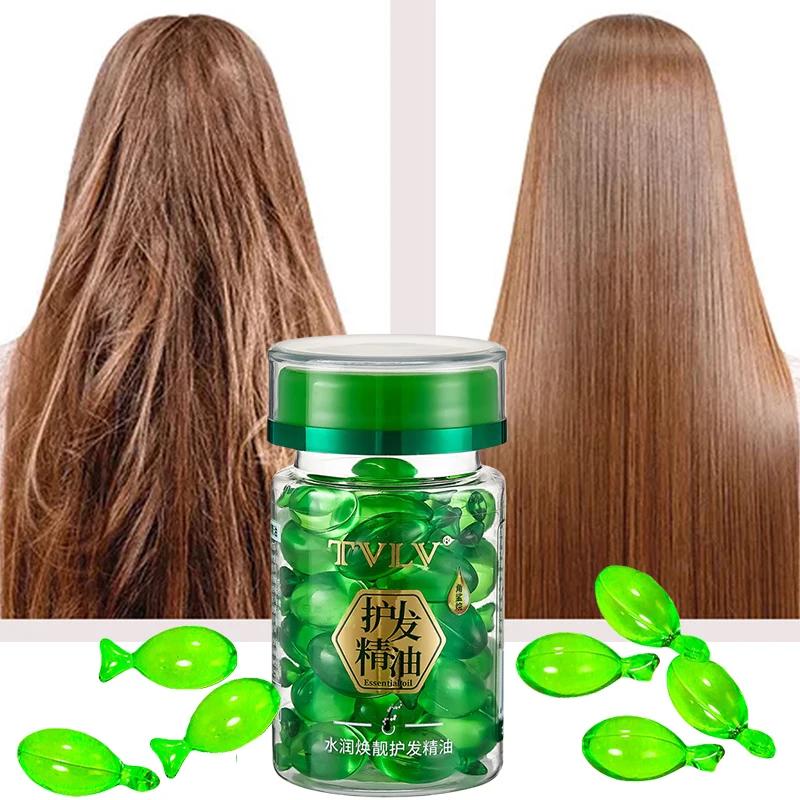 Cápsulas para el cabello reparadoras maltratadas, cabello rizado, aceite para el cabello hidratante sedoso, suavizante, nutritivo, productos de esencia para el cuidado del cabello, 800mg