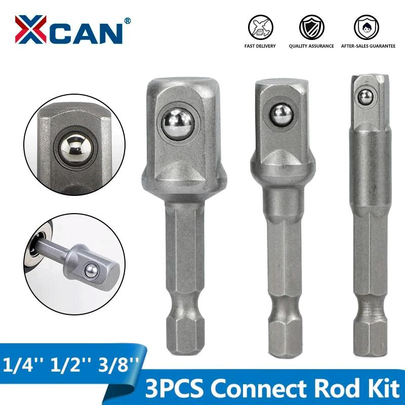 XCAN-adaptador de enchufe de vástago hexagonal, barra de extensión de brocas, accesorios de herramientas eléctricas, adaptador de enchufe de taladro de impacto, 3 piezas, 1/4 ", 3/8", 1/2"