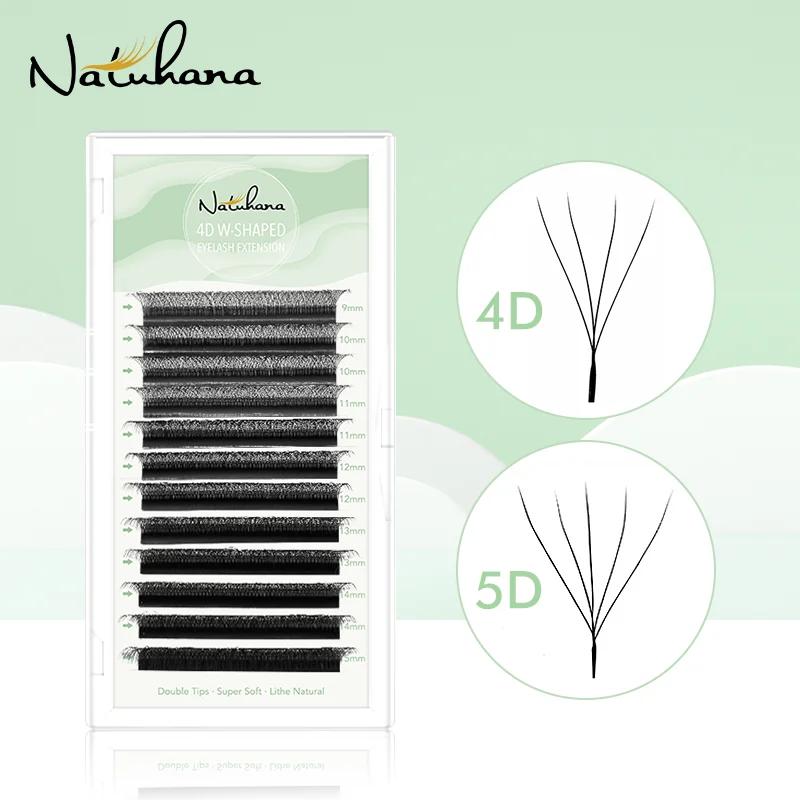 Extensiones de pestañas NATUHANA en forma de W, volumen 4D 5D, ventiladores de volumen prefabricados, pestañas en forma de W, pestañas postizas suaves naturales para maquillaje