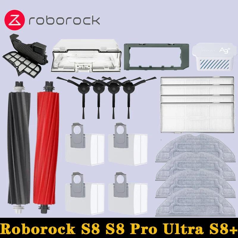 Roborock-piezas de repuesto para Robot aspirador, cepillos laterales principales, paños de fregona, filtros HEPA, bolsas de polvo, accesorios, S8, S8 Pro Ultra, S8 +