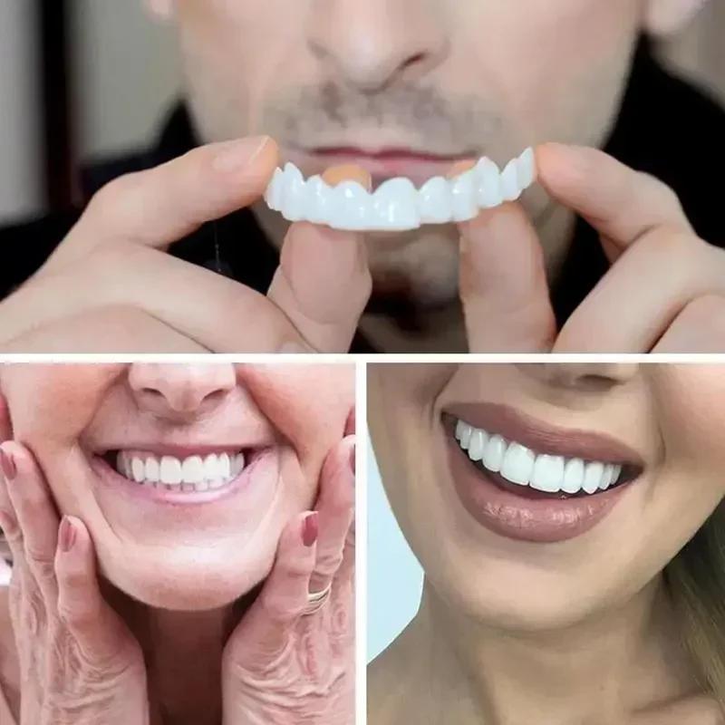 Dentadura ajustable para adultos, juego de dientes falsos a presión, aparatos portátiles para decorar huecos, mejora la estética, 2024