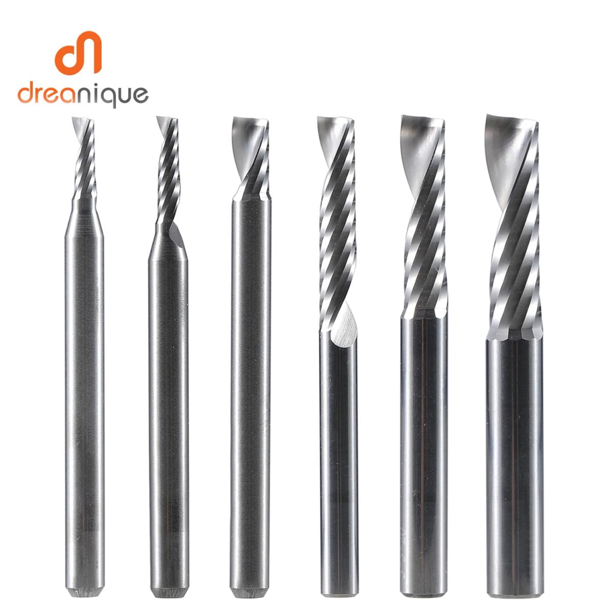 Fresa en espiral de una sola flauta AAAAA, fresa de aluminio con vástago 3.175, broca de tallado de grabado 3D CNC para carpintería, corte Acrílico ACM, 1 ud.