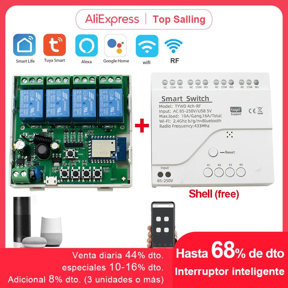 Módulo de interruptor de Motor Wifi inteligente Tuya, 5V, 12V, 24V, 32V, 220V, RF 433, Radio Control remoto, 4 canales, interruptor inteligente tuya, smart life, relé de avance lento para Alexa y Google Home