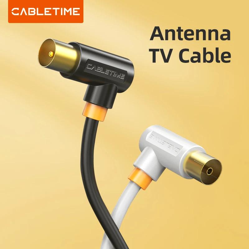 CABLETIME-Cable de TV de 90 grados, conector de antena satelital de línea de TV digital, STB de alta calidad para línea de vídeo de televisión HD, C317