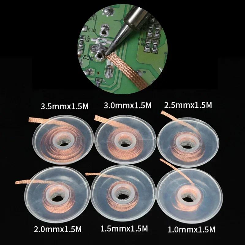 Mecha removedora de soldadura trenzada para desoldar, 1,5 M de ancho, 1,5, 2,5, 3,5, 4mm, cable de plomo, herramienta de reparación BGA