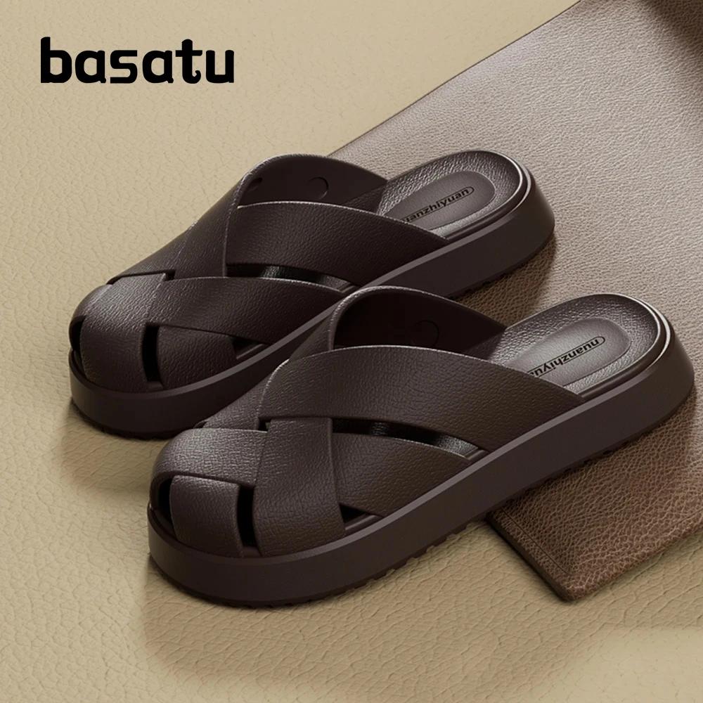 BASATU, zapatillas antideslizantes de EVA con punta cerrada para hombre, sandalias Baotou suaves para exteriores, par de zapatos Unisex para el hogar y el interior