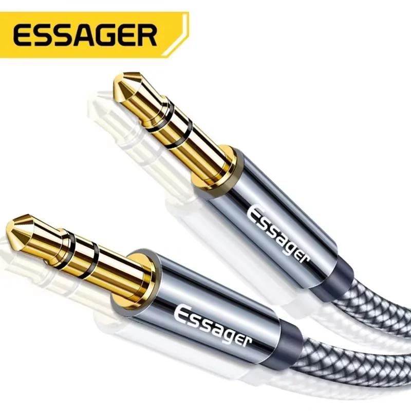 Cable auxiliar Essager, Cable de altavoz, Cable de Audio Jack de 3,5mm para adaptador de auriculares de coche, conector macho a conector, Cable de 3,5mm para Samsung Xiaomi