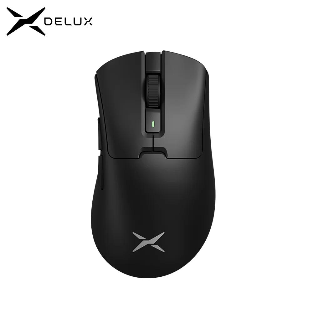 Ratón inalámbrico para juegos Delux M900PRO, ergonómico, 8K, velocidad de orolling PAW3395, base de carga RGB magnética de 63g para jugadores de PC de mano grande derecha