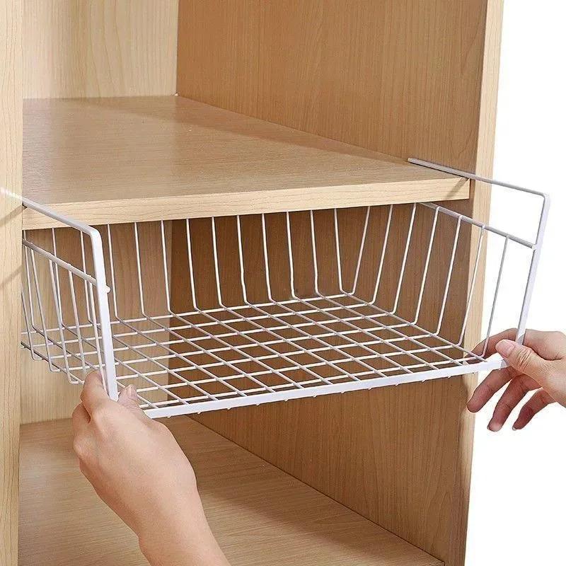 Cesta colgante multifuncional perforada para cocina y baño, estante de almacenamiento con fondo de hierro, cesta de alambre colgante