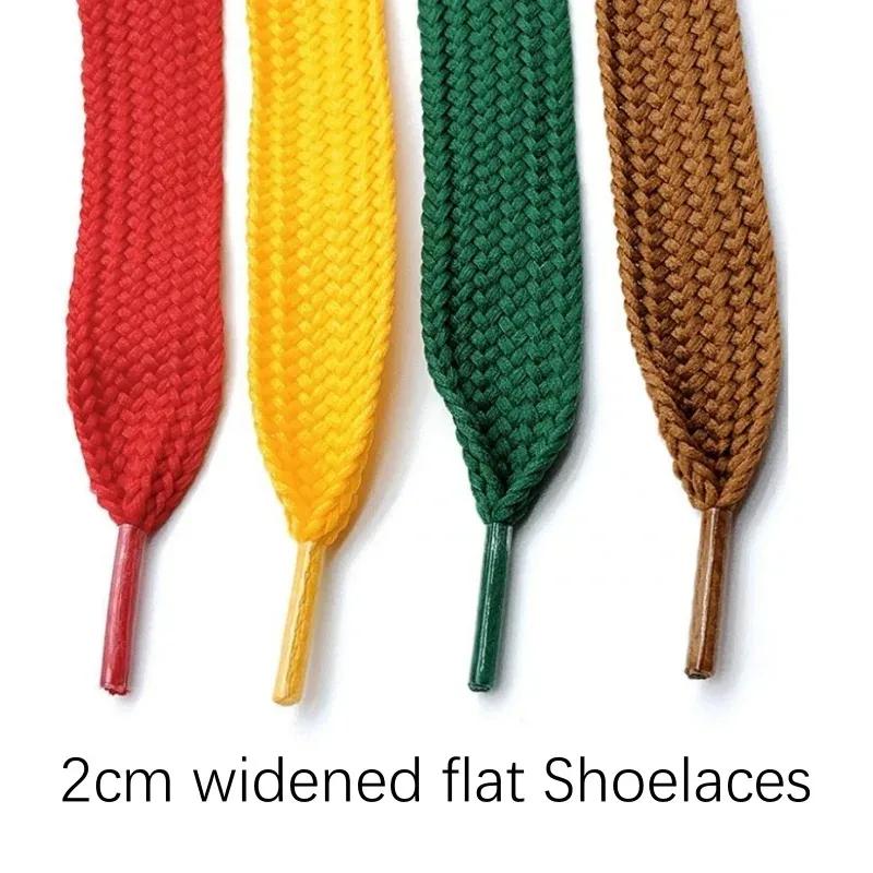 Nuevos cordones de moda de 2cm de ancho, zapatillas de deporte para hombres y mujeres, zapatos planos, zapatos casuales, longitud de encaje 100/120/140/160cm, cordones de 18 colores