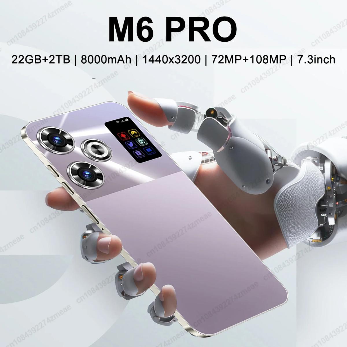 Smartphone M6 RRO Original 7,3 pulgadas versión Global 16G + 1TB Snapdragon 8 gen3 Android14 72 + 108MP 4G/5G teléfono móvil NFC