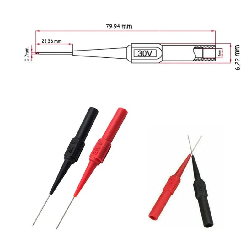 Puntas de sonda de prueba flexibles, conector de multímetro de 0,7mm, aguja de 4,32mm, enchufe Banana para probador de coche, rojo/Negro, novedad de 2023