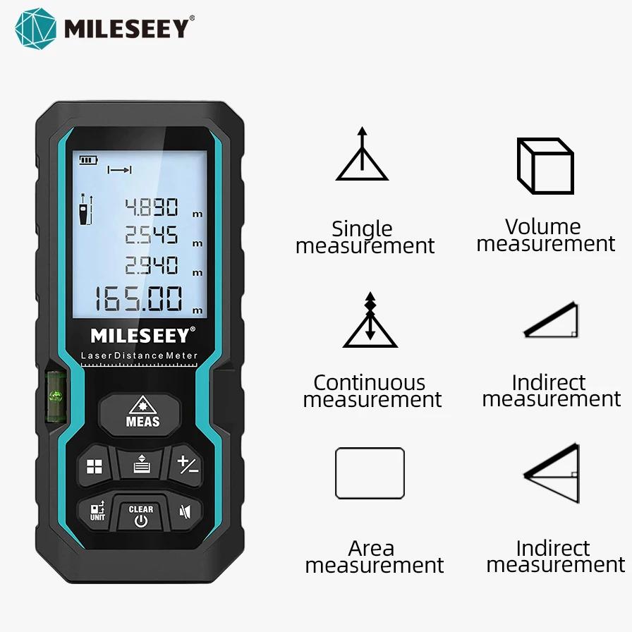 MILESEEY-cinta métrica láser S6, telémetro láser de 40M, 60M, 80M, 100M, regla electrónica IP54, herramienta de medición útil