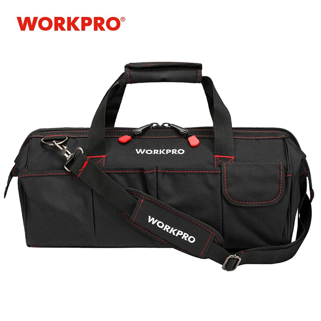 Bolsa de herramientas WORKPRO, bolsa de electricista impermeable portátil, organizador de herramientas de lona multifunción para instalación de reparación HVAC