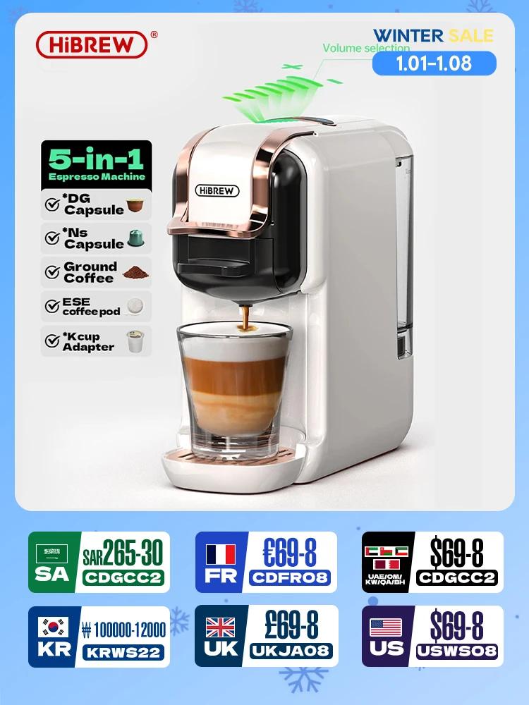 HiBREW 5 en 1 máquina de café de cápsulas múltiples caliente/frío DG capuchino Nes cápsula pequeña ESE cápsula café molido cafetería 20Bar H2B