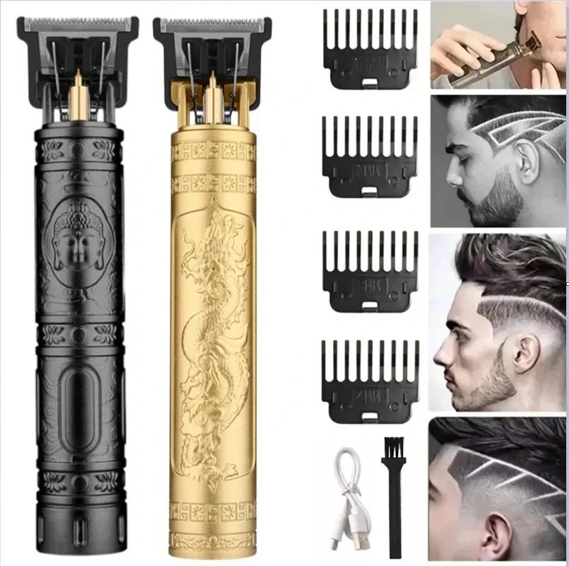 Cortadora de pelo profesional T9 Vintage eléctrica recargable, cortadora de peluquero para hombres, corte de pelo