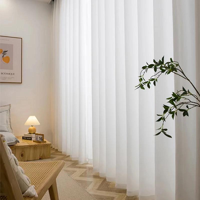 Asazal-cortinas opacas de gasa para ventana, tul blanco de alta calidad, hilo grueso, de lujo, para dormitorio, Villa, decoración de sala de estar