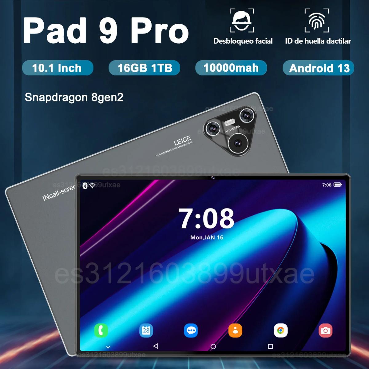 Tableta Original Pad 9 Pro de 10,1 pulgadas, Android 13, Snapdragon 8gen2, Xioami Global, 16GB + 1024GB, 10000mah, 5G, SIM Dual, WIFI, pantalla HD