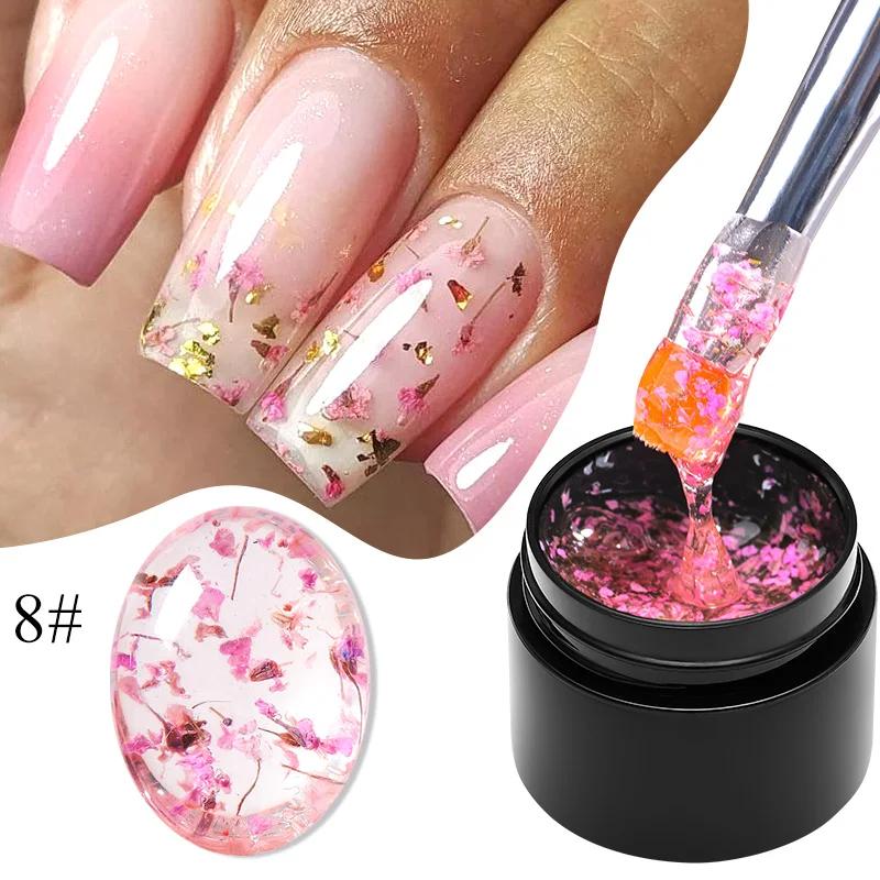 MEET ACROSS-esmalte de uñas en Gel de flores secas, color rosa, Hada de las flores naturales, Gel para decoración de uñas, pintura LED UV, barnices para uñas, 5ml