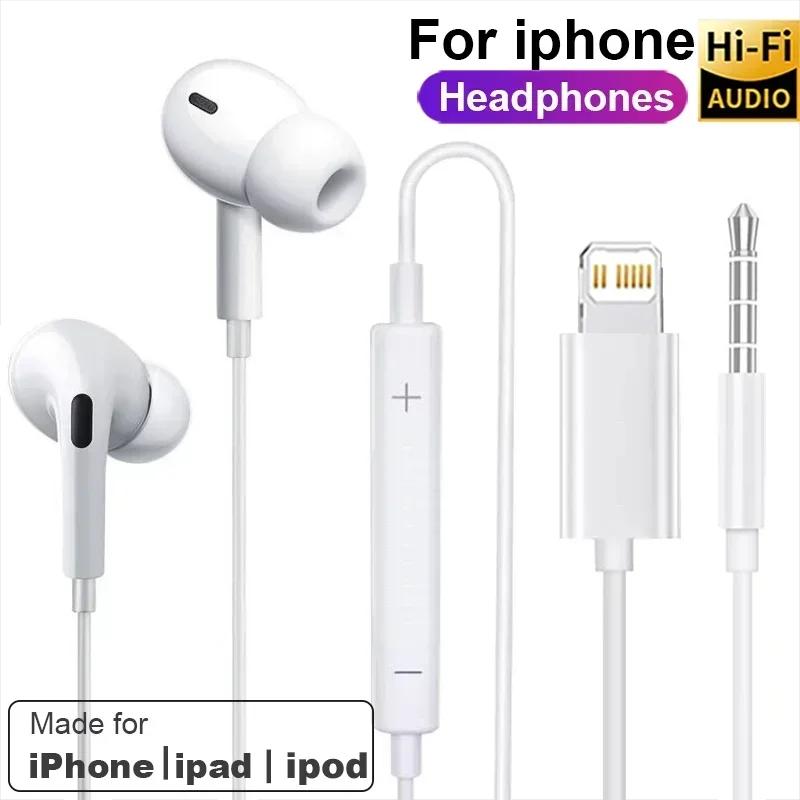 Auriculares Lightning originales para Apple iPhone 14 Pro Max, 13, 12, 11, Mini, X, XS, XR, SE, 6, 7, 8 Plus, con cable