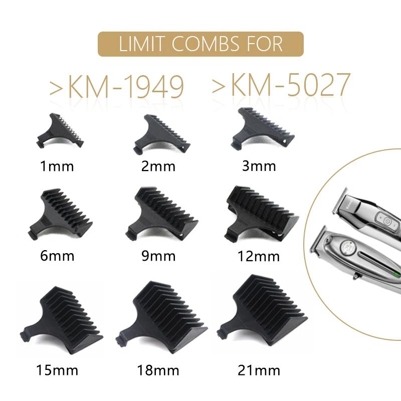 Kemei 1 2 3 6 9 12 mm recortador de pelo peine de límite protectores negros universales guía de corte de pelo de peluquería para 5027 1949 5098 9163 5021