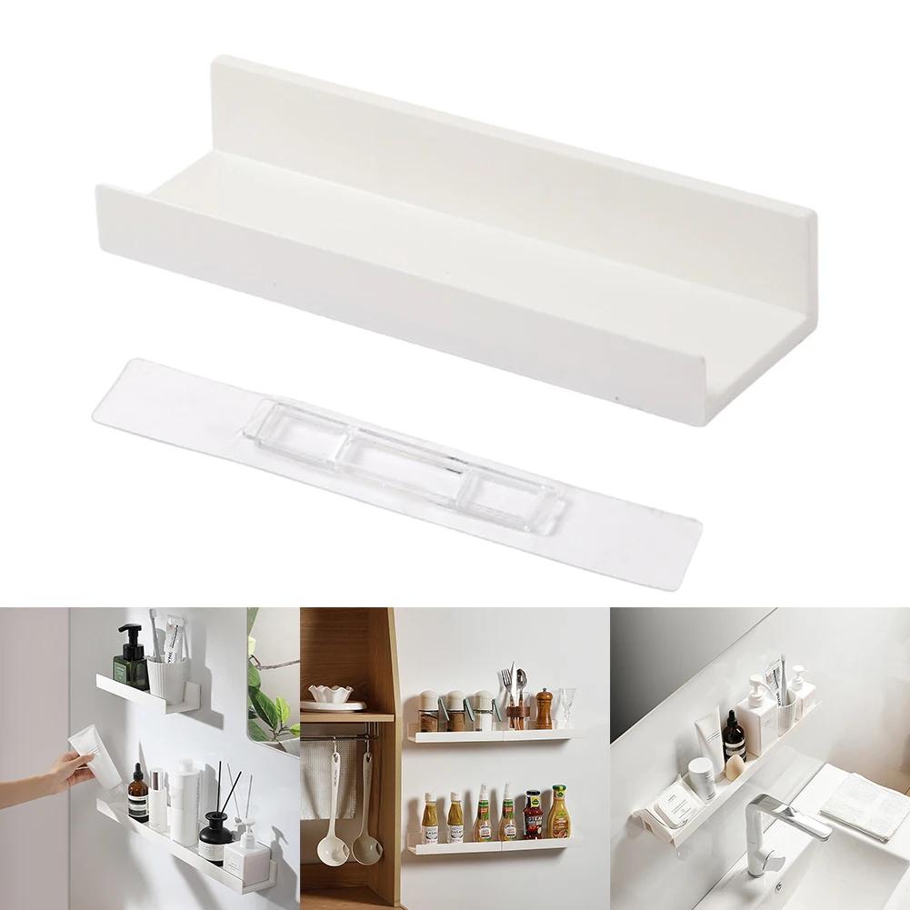 Estante de baño sin taladro, organizador, estante de almacenamiento para ducha, estantes de esquina blancos, soporte de champú para inodoro ABS montado en la pared para Cocina