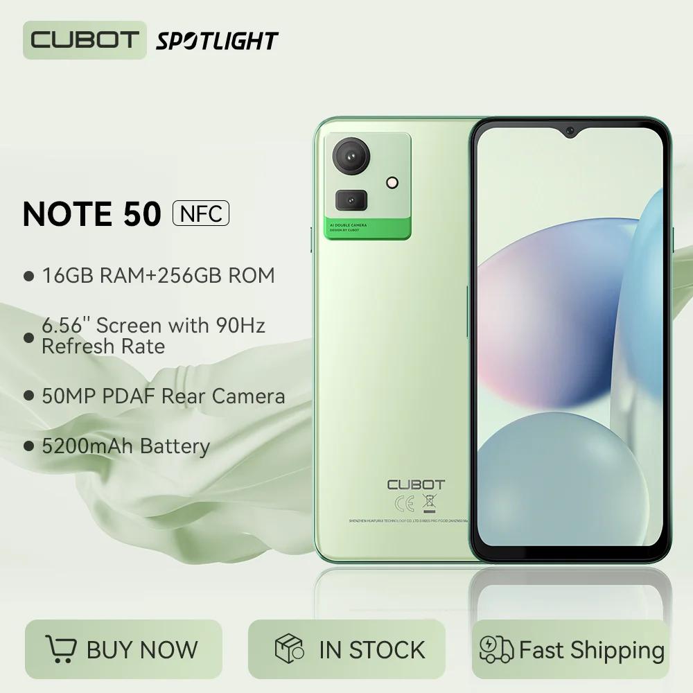 Cubot NOTE 50, smartphone android, 16 GB de RAM (8 GB + 8 GB extendidos), 256 GB de ROM,pantalla de 6,56 "90 Hz, Octa-core, NFC,cámara de 50 MP, WIFI, moviles baratos y buenos nuevos 2023,Agregar al carrito y colección