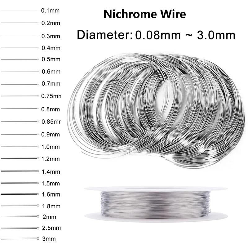 Alambre de calefacción nicromo de 1-50M, 0,08-3mm de diámetro, alambre de resistencia de espuma de corte, hilo de calefacción de aleación, bobinas de calefacción eléctrica nicromo