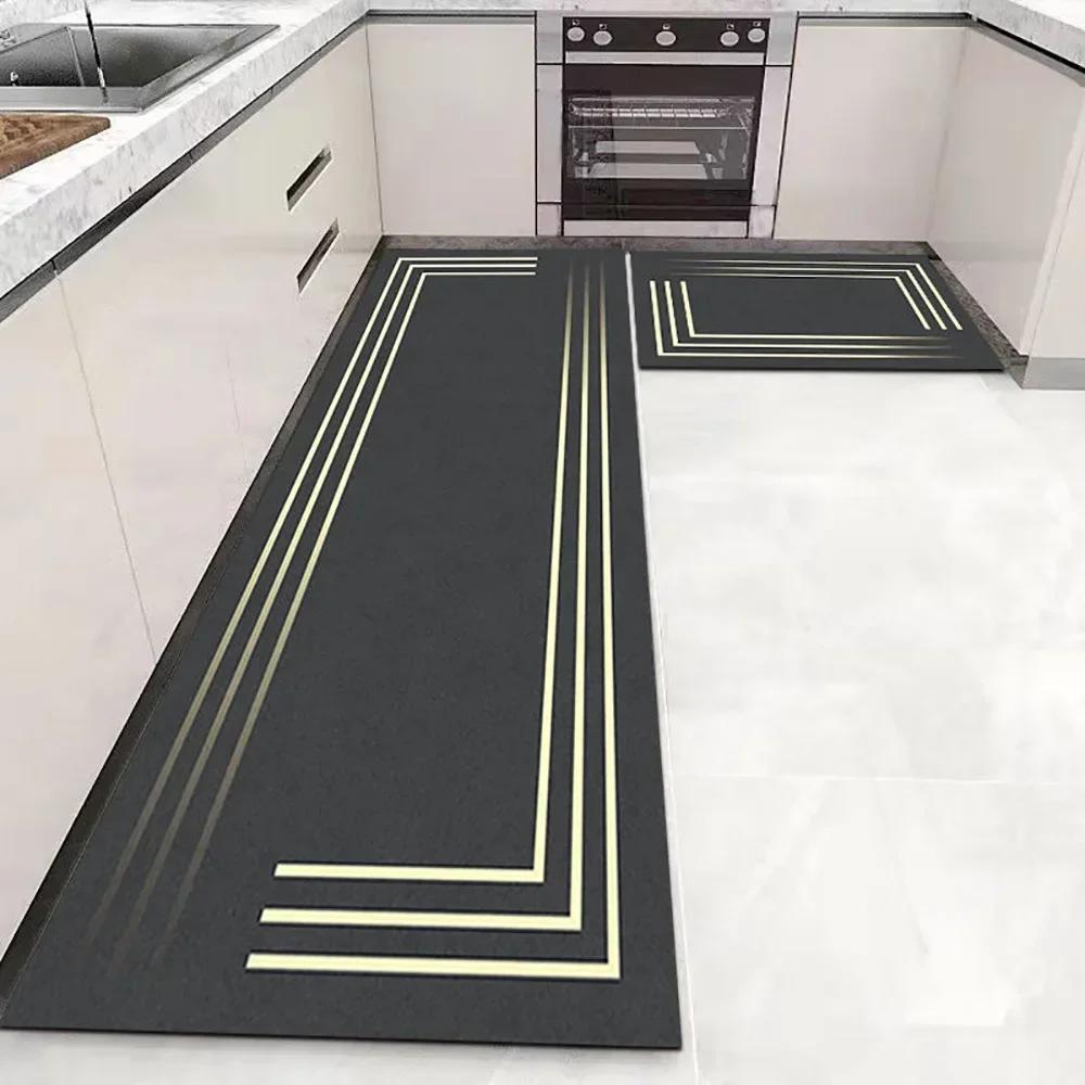 Alfombra de suelo de cocina, dormitorio, sala de estar, mesita de noche larga, alfombra suave lavable para pasillo, felpudo antideslizante para entrada de baño