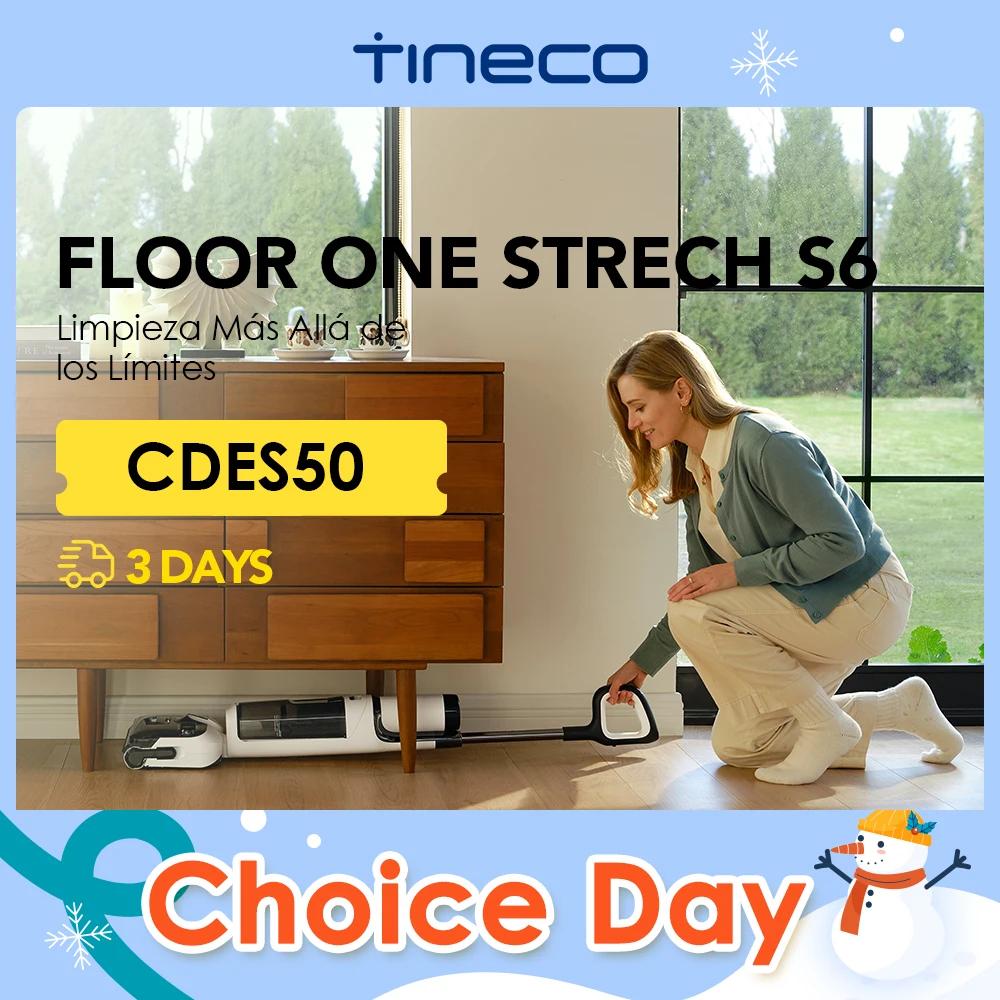 Tineco Floor One Stretch S6 Aspiradora en Seco y Húmedo Posición Plana de 180° Diseño Compacto de 13 cm Autolimpieza Limpieza por Las Tres Caras Flashdry a 70 °C en 5 Minutos